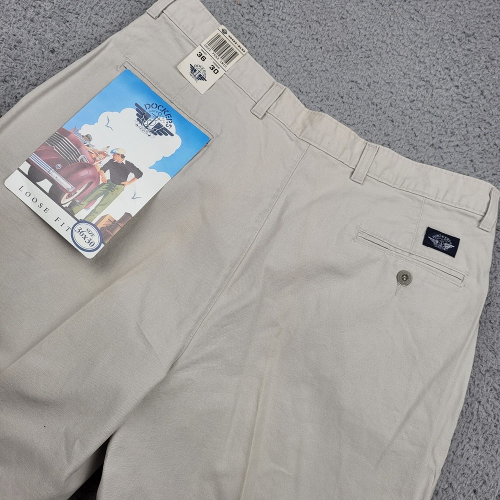 Vintage Deadstock Levis‎ Dockers Loose Fit Pleated Khaki Pants Mens 36x30